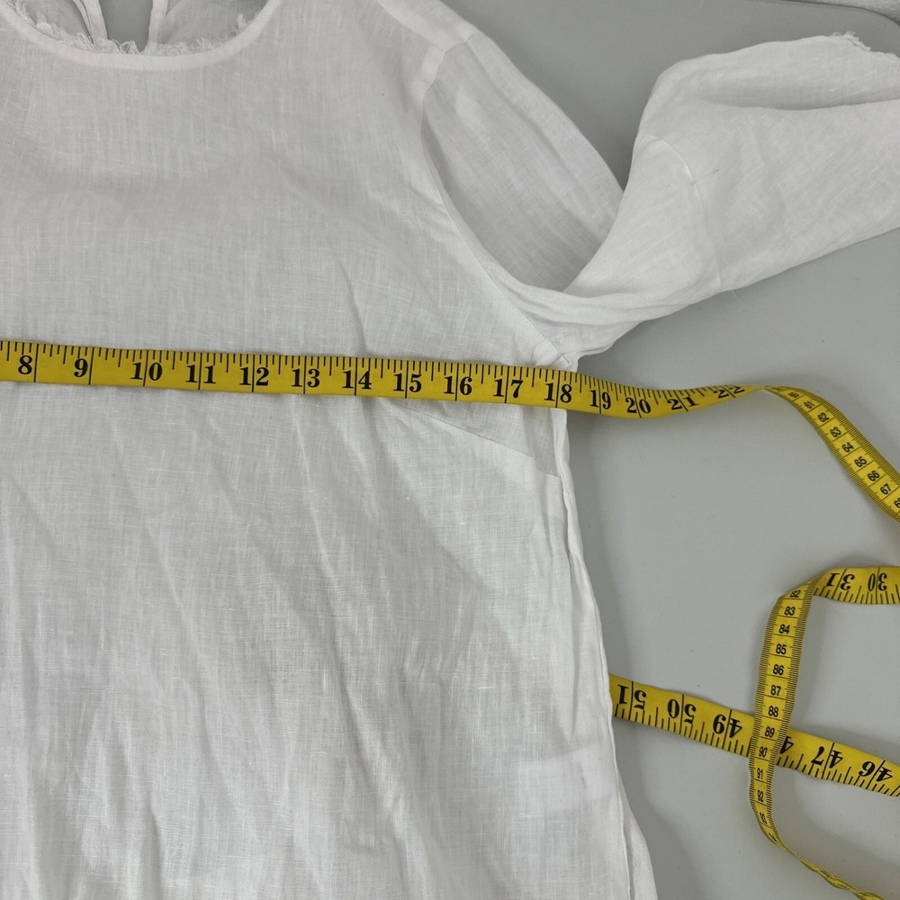 J Jill Shirt Top Womens Medium White Love Linen Boxy Breathable beach Minimalist - Picture 7 of 11